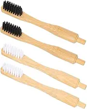 PLAFOPE 4Pcs Wooden Toothbrush Heads Portable Replacement Brush Heads for Travel Soft Bristles for Cleaning