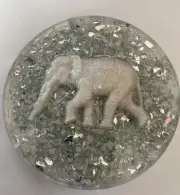 Resin Elephant w/ mirror accent paperweight. One of a kind art. Alabama #7