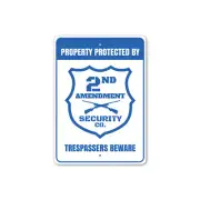 Property Protected by 2nd Amendment Trespassers Warning Aluminum Sign