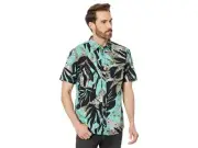 Volcom Mens Classic fit Short Sleeve Button-Up Shirt Medium Blue Floral