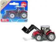 2023 Massey Ferguson Tractor Diecast Model with Front Loader Red/Silver by Siku