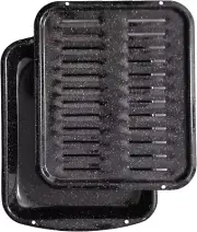 Broiler Pan for Oven Nonstick 16” X 13” Porcelain Coated Broiling Withstands Fat