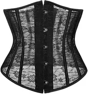 [FZYLQY] Bustier Corset Top Women Mesh Breath Push Up Bustier Sheer Corset Crop Top Fashion Jacquard Club Party Sheepwear
