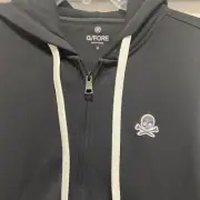 G/Fore Skull & Ts Full Zip Golf Hoodie Onyx Black Size Medium $165