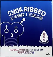 Syok Ribbed - Hyaluronic Acid Condoms, 6pcs