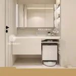 奶油風陶瓷一體盆洗漱台 實木浴室櫃掃地機器人 浴室洗臉盆 浴櫃組合 浴室鏡櫃 浴室洗手台