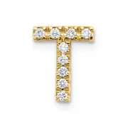 14K Yellow Gold Real Diamond Initial T Charm