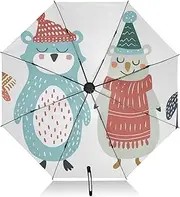 [PDZRMY] UV Protection Travel Umbrella Lovely Animals Christmas Compact for Rain and Sun - Auto Open and Close UPF 50+ Windproof Portable 46” Sun Umbrella for Women and Men