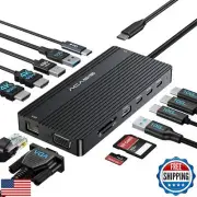 14 in 1 USB C Docking Station Dual HDMI Monitor, Laptop Docking Station Tripl