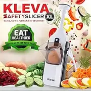 Kleva Range Safety Slicer XL | Black - Hand-Powered Fruit & Vegetable Slicer with Chute & Container | Includes Bonus Peeler | Safe, Fast & Even Slicing for Salads, Stir-Fries & Meal Prep (Black)