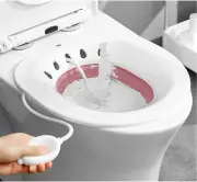 Foldable Sitz Bath for Toilet, Portable Sitz Bath Basin with Flusher, Steam Seat