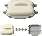 AIMALL Microwave Corn Steamer, PP Plastic Household Corn Cooker with Secure Lock Lid, Easy to Clean & Remove, Quick Microwave Heating, Beige/Blue, 8.7” x 9.1” x 3.7”