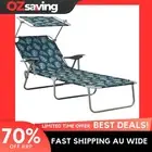 sun lounger adjustable canopy garden beach folding lightweight leaf print 0338