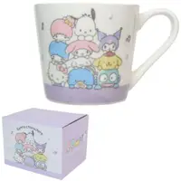 在飛比找樂天市場購物網優惠-真愛日本 三麗鷗 陶瓷馬克杯 大集合 疊疊樂 紫白 凱蒂貓 