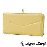在飛比找博客來優惠-Legato Largo 氣質簡約V字繡線 珠釦長夾- 黃色