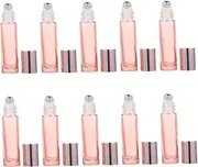 SHERCHPRY 10Pcs Pink Essential Oil Roller Bottles Sub Bottles for Perfume DIY Beauty Liquids Portable Airtight Easy to Fill for Travel and Daily Use