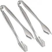 Vaguelly 2Pcs Stainless Steel Ice Cube Tongs Sugar Cube Clip Food Serving Tool for Parties Cafes Home Use for Ice Sugar Lemon Slices More Silver