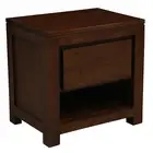Bedside Table with Drawer, Mahogany Brown, Timber Bedside Table .