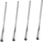 BIUDECO 4pcs Stainless Steel Ice Cream Spoons Short Handle Stirring Spoons for Cocktails and Desserts and for Home Cafe and Restaurant Use