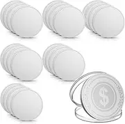 24 Pcs Blank Challenge Coin, Engraving Blanks Coins Threaded Edged 40 mm with Acrylic Protection Box Laser Engravable Pattern for DIY Crafts Commemorative Collection