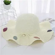 [TOMYEUS] Sun Hats Summer Women's Sun Hats Talk About Big Brim Seaside Holiday Sun Hats Foldable Bow Dome Straw Hats Beach Cap (Color : 10)