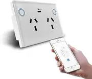AU Standard Smart Switch Electrical Glass GPO Socket WiFi PD Charger Double Wall Socket (White)