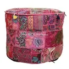 Pink Round Ottoman Chair Pouf Stool Patchwork Handmade Pouffe Poof INDIAN Decor