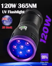 120W 6LED 365NM UV Flashlight Powerful Black Mirror Purple light Detection Torch