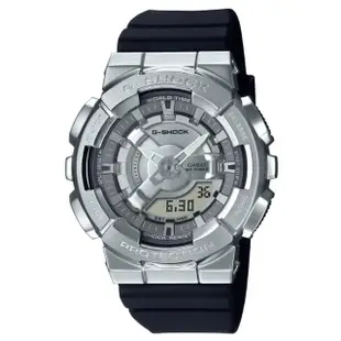 【CASIO 卡西歐】G-SHOCK 金屬色雙顯電子錶-百搭銀 GM-S110-1A