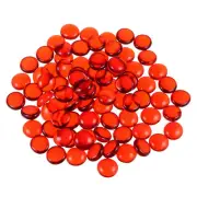67pcs Fire Glass Beads for Fire Pit, Flat Marble Beads (2/3"-3/4") Red