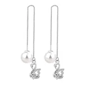 2PCS Copper Woman Fashion Jewelry Earring Long Tassel Retro Swan Earrings