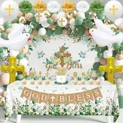 124 Pcs The First Balloon Set With A Communion Theme Suitable For Baptism Parties Birthday Anniversaries Spring And Summer