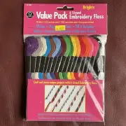 NEW Coats & Clark 36 Skeins Embroidery Floss Pack Of 6 Strand Cotton - BRIGHTS
