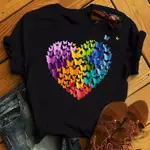 BUTTERFLY LOVE HEART TSHIRT INS風蝴蝶愛心印花休閑短袖T恤女