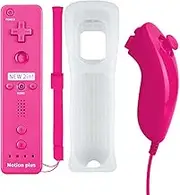 QUMOX Controller for Nd Wii, Built in Motion Plus Remote and Nunchuck Controller Compatible with Wii and Wii U + Silicon Case Pink