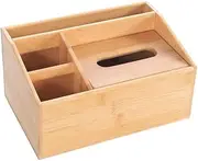 Rectangular Wooden Tissue Box, Rectangular Paper Container with 3 Slot Paper Holder Desk Storage Organizer Household Office Rectangular Large Tissue Box