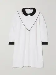 [BATSHEVA] BATSHEVA - Penelope Embellished Cotton-poplin Mini Dress - White - US10 US 10 White
