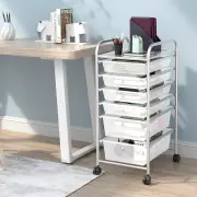 CostwayRolling Storage Cart with Removable Drawers and Lockable Wheels for Home Office School-White