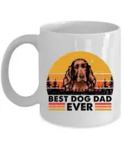 Best Irish Setter Dog Dad Ever Coffee Mug 11oz Retro Sunset Cup Gift Dogs Lover
