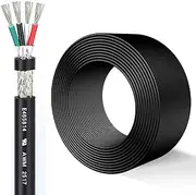 16 Gauge Tinned Shielded Copper ULCertified 4 Core 28AWG Shielded Cable 105℃ Temperature Rating, 15-60FT for Security Systems, Speaker & Electromechanical Equipment(15ft,4C-18awg)