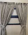 Handmade Country Primitive Black Check Homespun Curtains Panels 63" Long