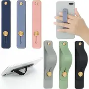 6 Pieces Phone Strap Grip Holder Finger Cell Phone Grip Telescopic Phone Finger Strap Stand Universal Finger Kickstand for Most Smartphones (Soft Colors)