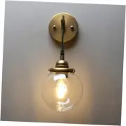 Vintage Glass Wall Sconce, Hanging Wire Indoor Wall Lamp, 5.9" Globe Wall