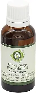 Clary Sage Essential Oil | Salvia Sclarea | Clary Sage Oil | Pure Clary Sage Oil | For Diffuser | Undiluted | 100% Pure Natural | Steam Distilled | Therapeutic Grade | 15ml | 0.507oz By R V Essential