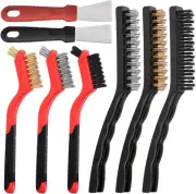 Swpeet 8Pcs Red Small Wire Brush Set, Wire Brush Shovel Set with Curved Handl...