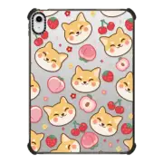 iPad 10.9-inch (10th gen) iPad Impact Case Cute Shiba Inu with Peach Cherry Strawberry - Kawaii Dog Anime Puppy with Cartoon Fruit