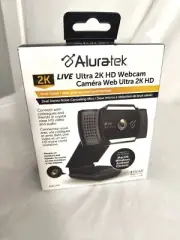 Aluratek Ultra 2K HD Webcam W/ Auto Focus and Dual Stereo Noise Cancelling Mics