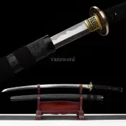 Japanese Katana Folded Steel Abrasive Hamon Brass Full Tang Sword Rayskin Sheath
