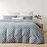 Carter Quilt Cover Set - Single Bed, Grey