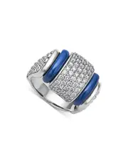 Lagos Blue Caviar Diamond & Ceramic Sterling Silver Statement Ring